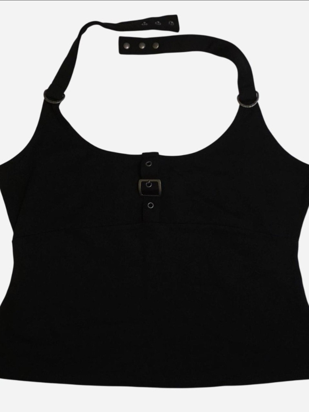 Killstar Black Halter Tank w/Buckle Accents & Adjustable Strap